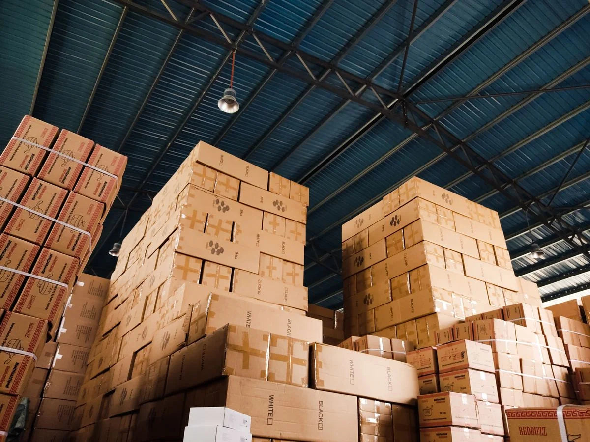 Warehouse cartons illustrating shipment preparation